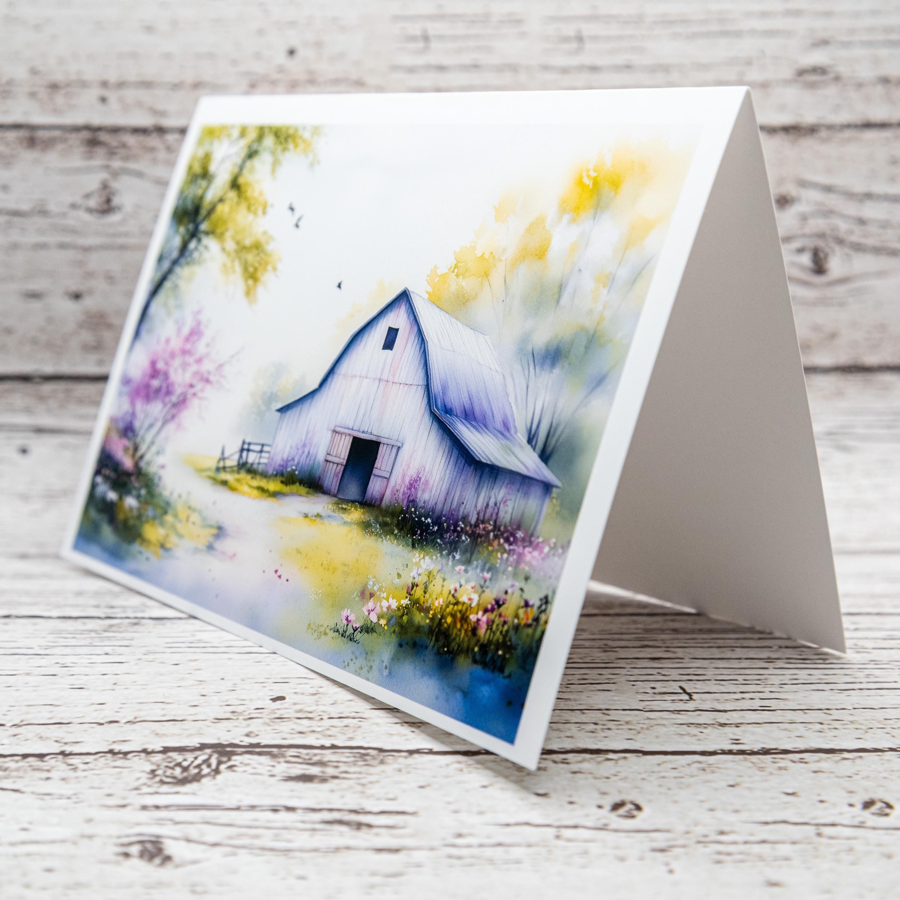Spring Barns Set of Notecards with Envelopes, A6 Size, Greeting Card Bundle image 6