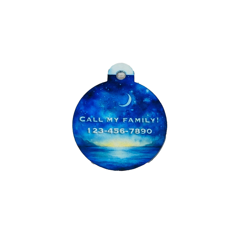 Pet ID Tag Moonlit Ocean Two Sided- Round, Medium, Small, and Extra Small image 1