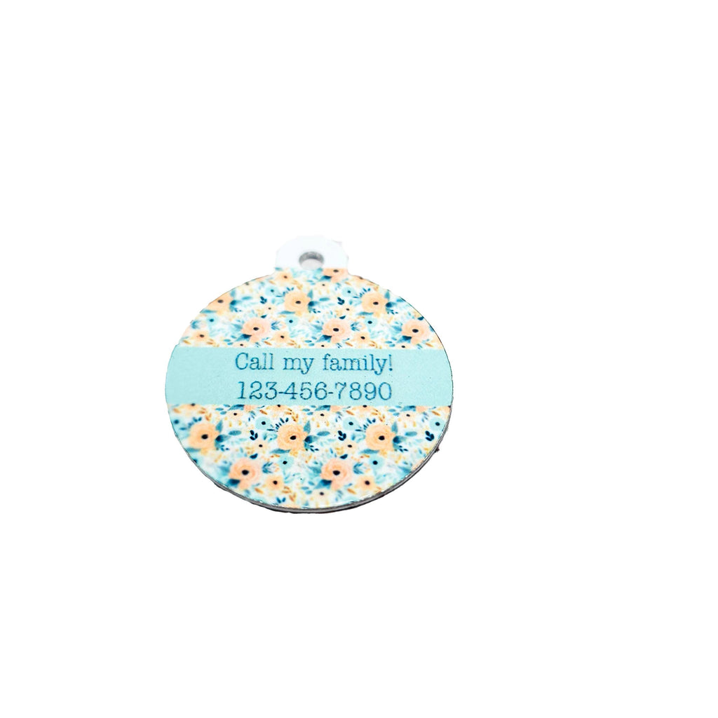 Pet ID Tag Floral Two Sided- Round - Medium, Small, and Extra Small, Flower Pet image 3