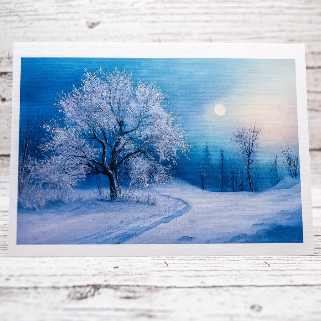 Enchanting Winter Serenity Notecard Linen Textured Greeting Cards with Envelopes image 2