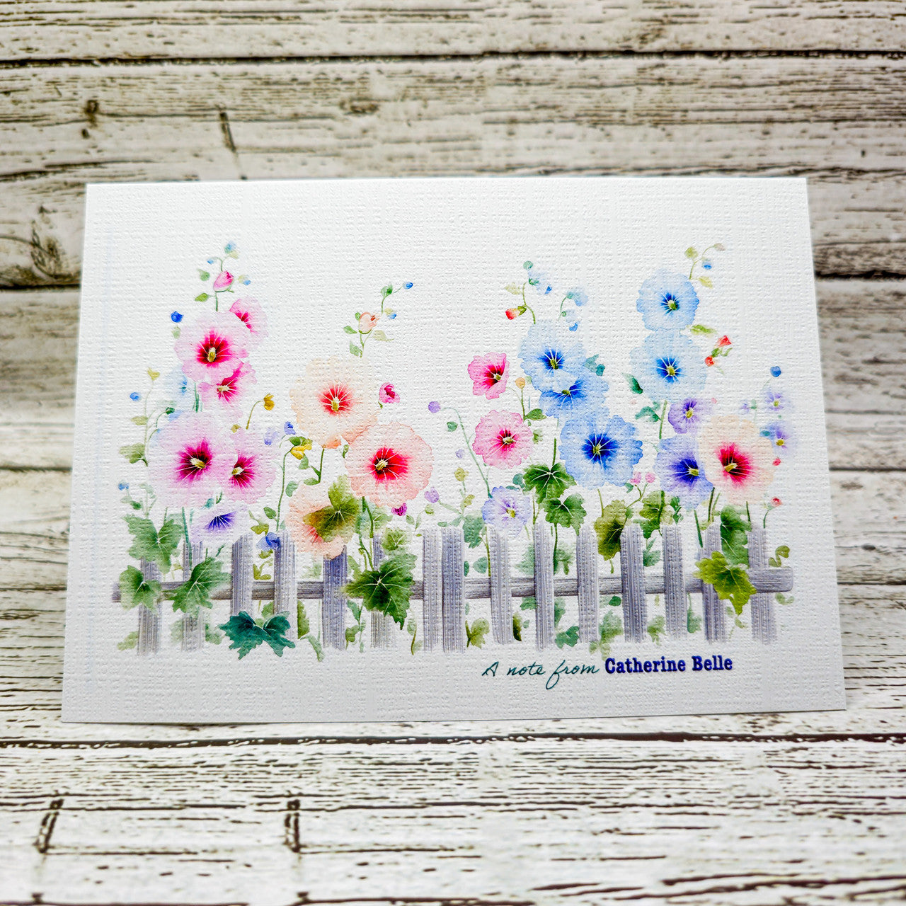 Personalized Set of  Notecards with Envelopes Featuring Hollyhocks image 1