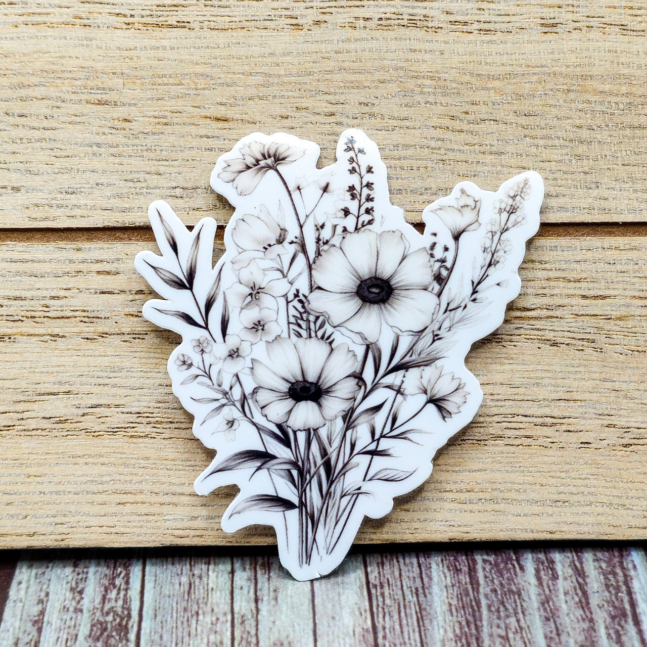 7 Black and White Flower Stickers - Vinyl Stickers - Floral Stickers - Journal image 4