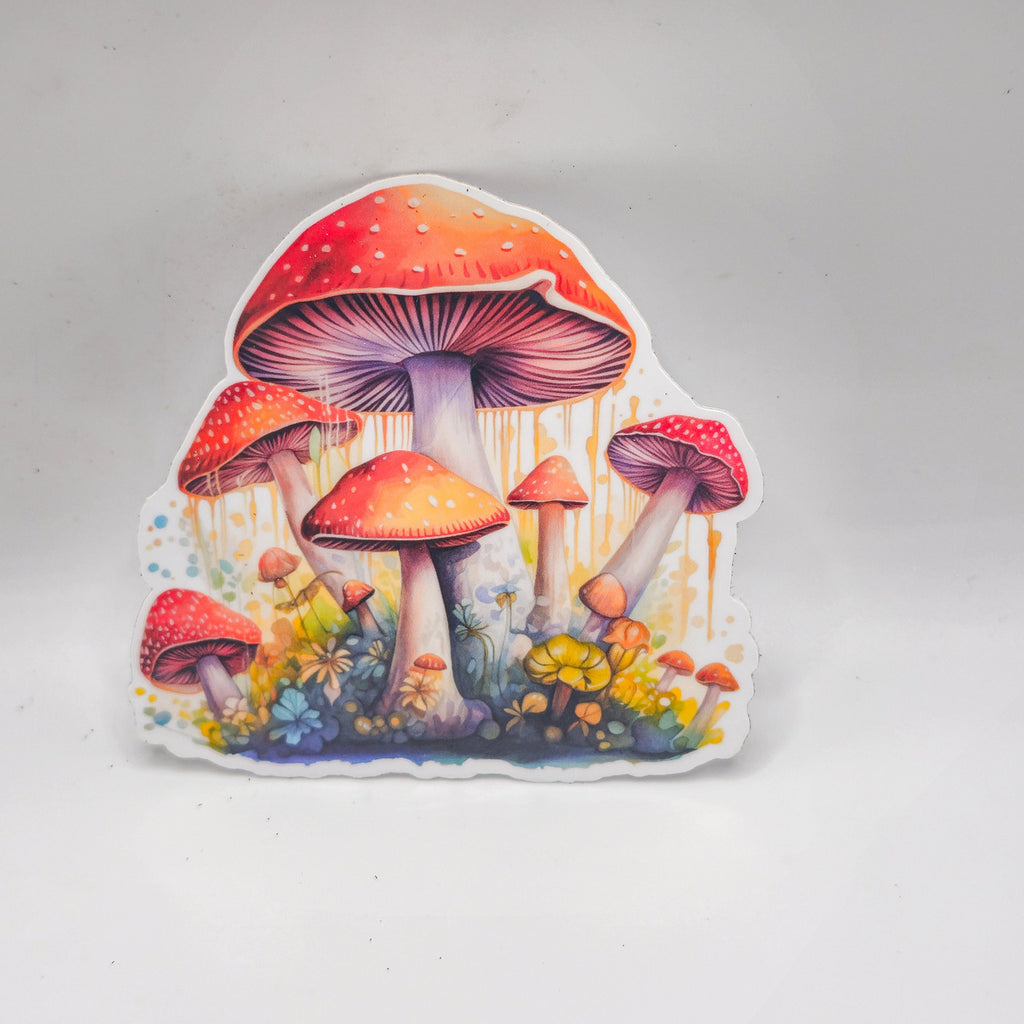 Mushroom Stickers - Set of Two Stickers - Vinyl Stickers-Watercolor image 1