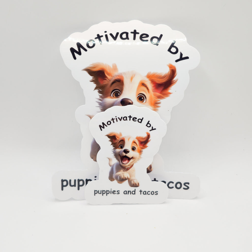 Vinyl Sticker Motivated by Puppies and Tacos -Set of Two image 1