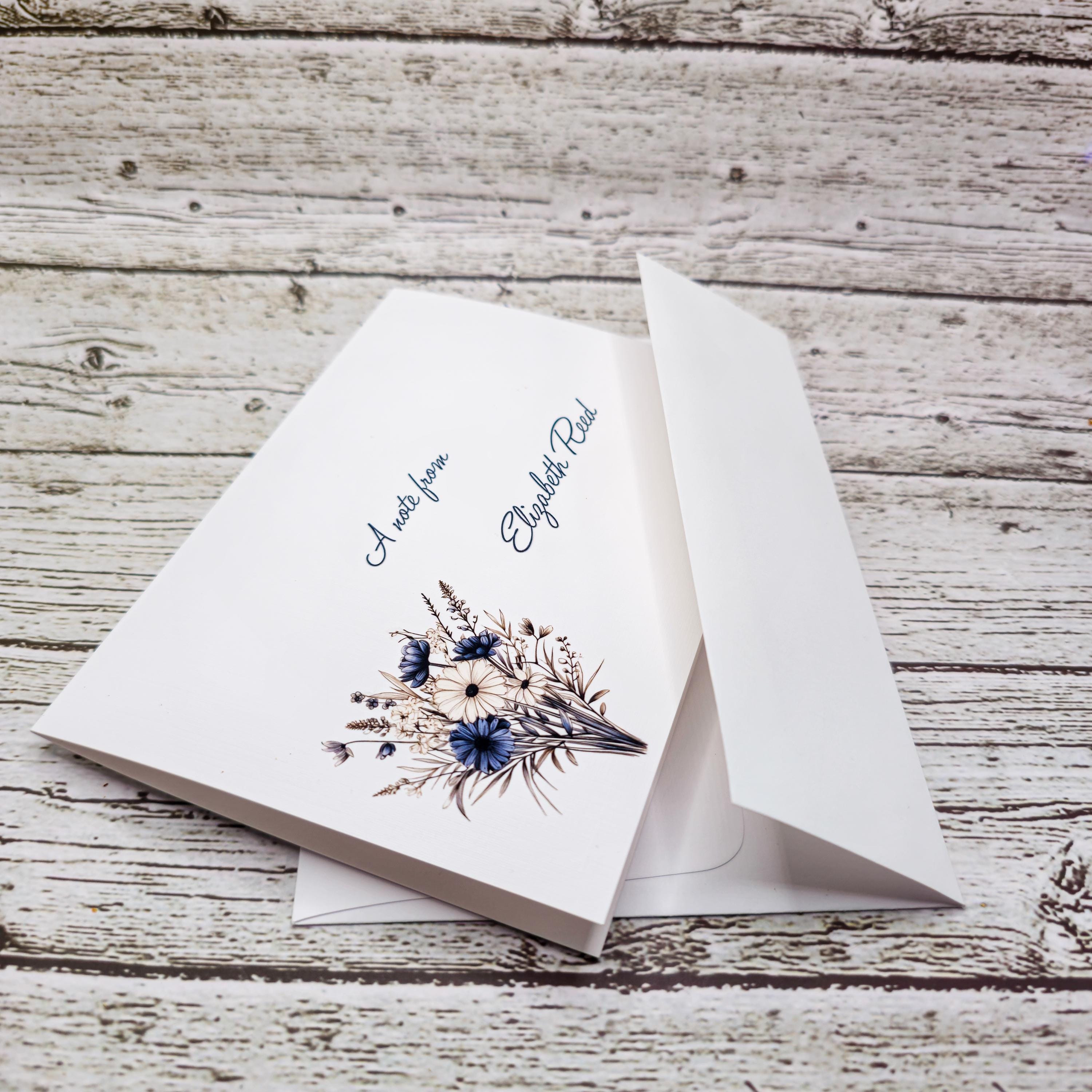 Personalized Set of Notecards with Envelopes Flower Bouquet, Greeting Card image 3