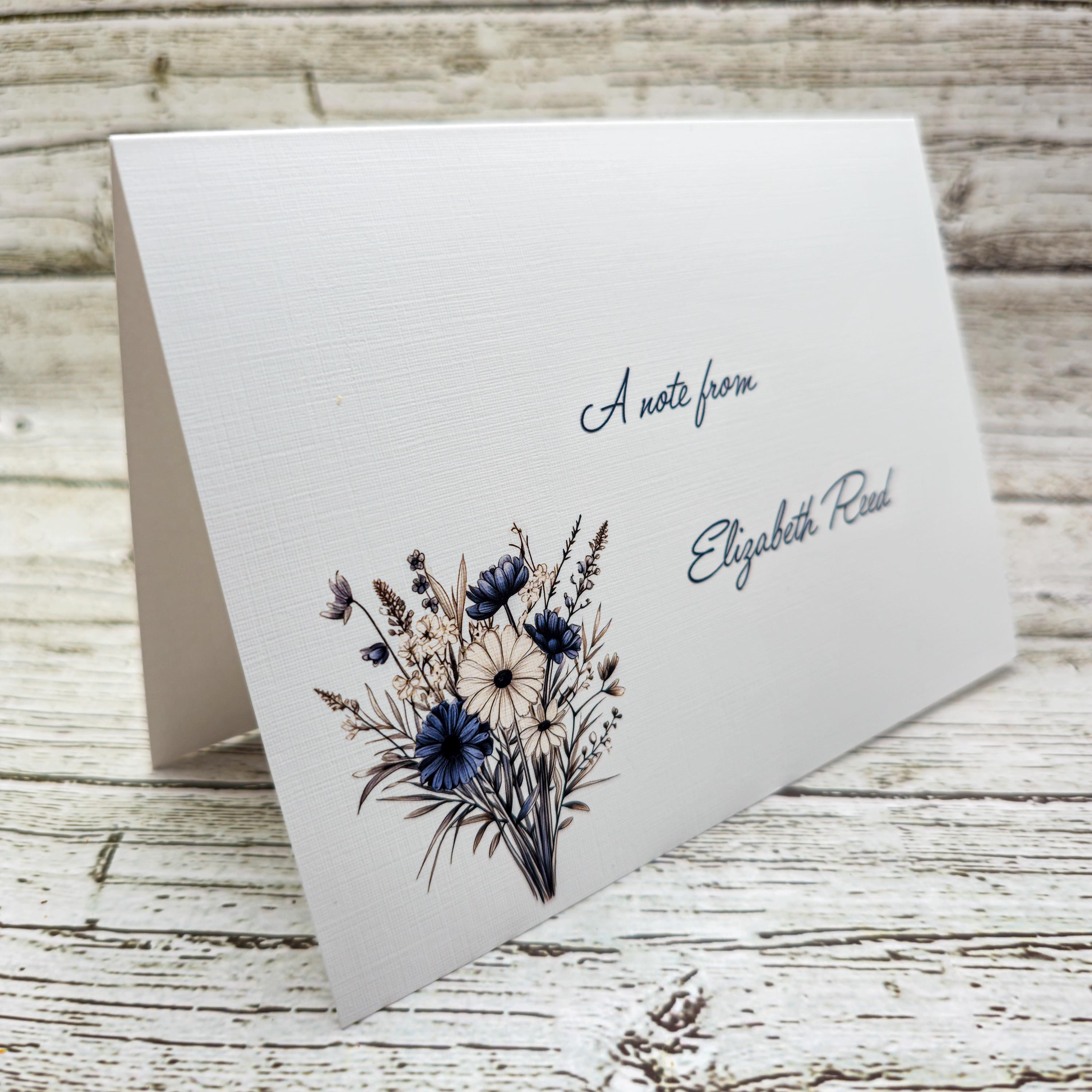 Personalized Set of Notecards with Envelopes Flower Bouquet, Greeting Card image 2