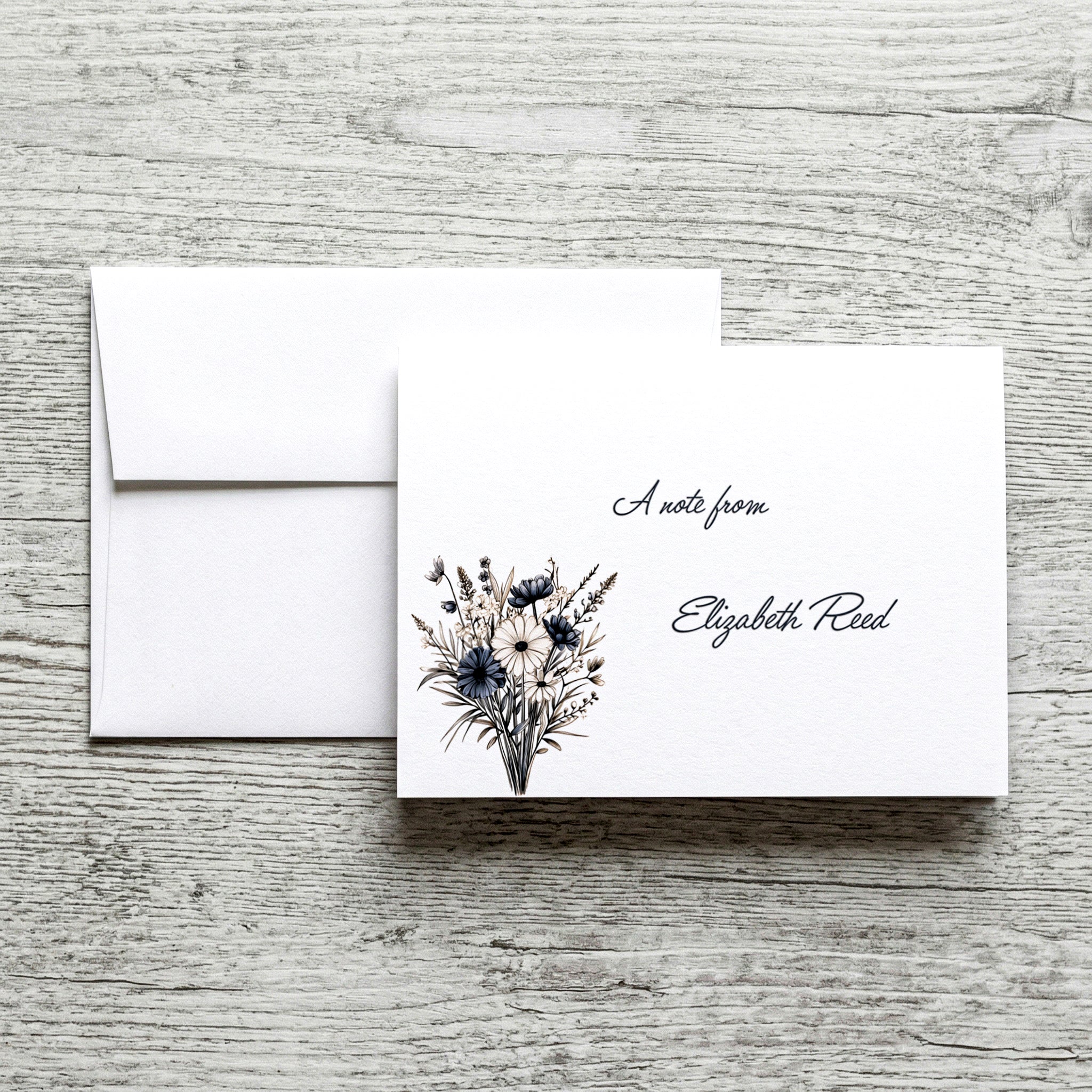 Personalized Set of Notecards with Envelopes Flower Bouquet, Greeting Card image 0