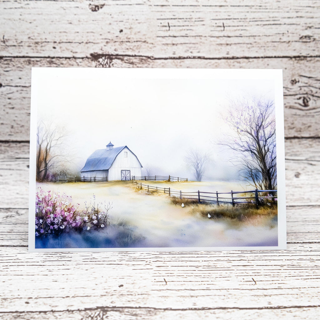 Spring Barns Set of Notecards with Envelopes, A6 Size, Greeting Card Bundle image 2