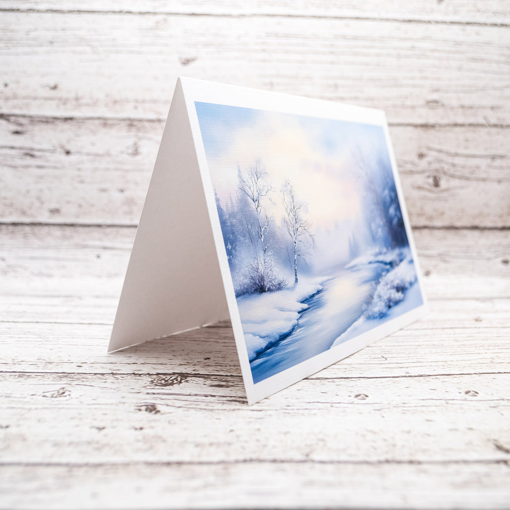 Enchanting Winter Serenity Notecard Linen Textured Greeting Cards with Envelopes image 6