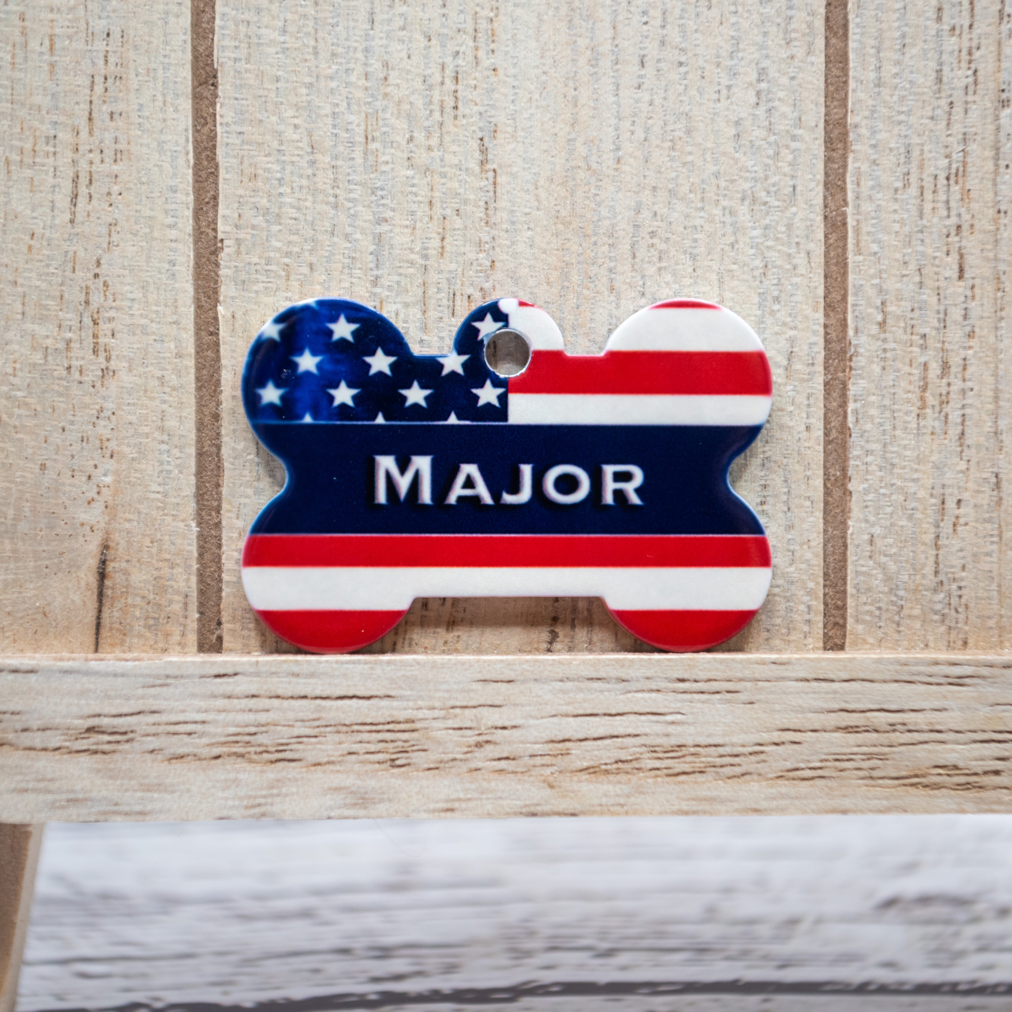 American Flag Pet ID Tag Dog Bone Shaped image 2