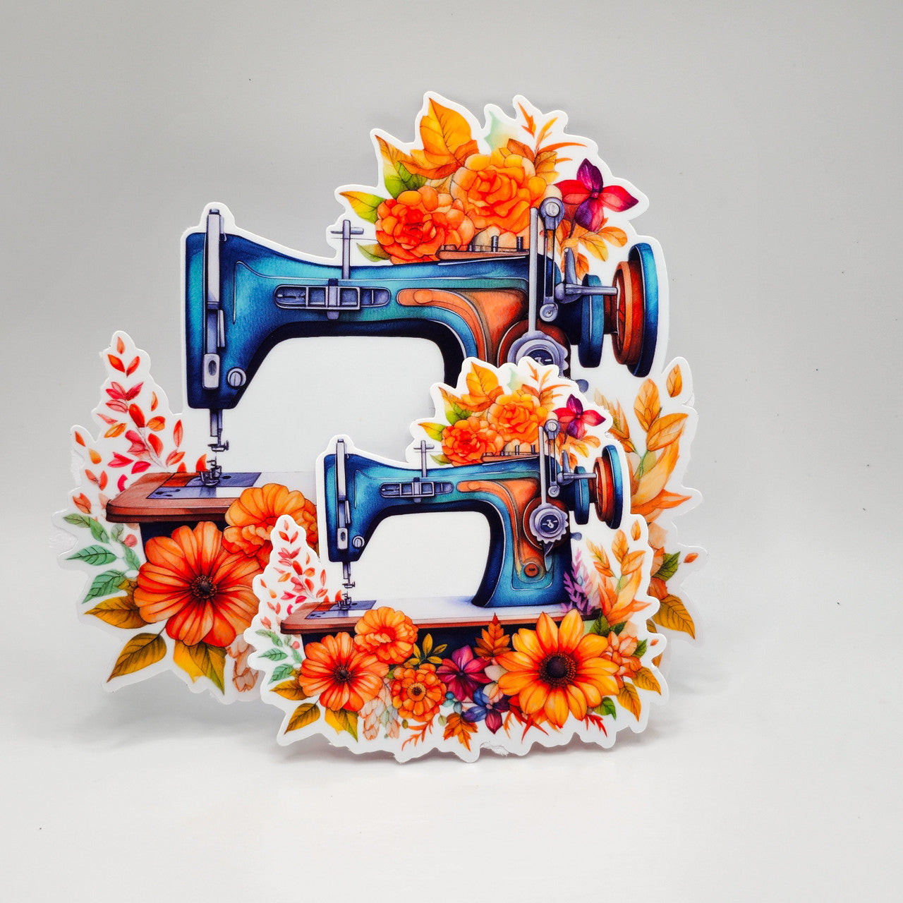 Vintage Sewing Machine Sticker -Set of 2 -Vinyl Sticker - Flowers image 2