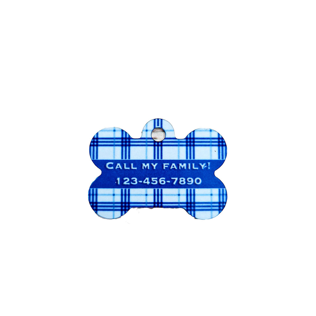 Personalized Blue Plaid Pet ID Tag for Cats and Dogs – Double Sided Custom image 2