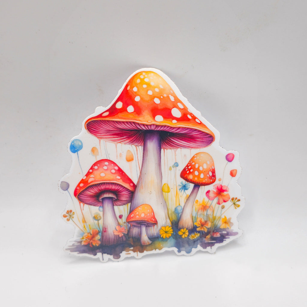 Mushroom Stickers - Set of Two Stickers - Vinyl Stickers - Watercolor image 1