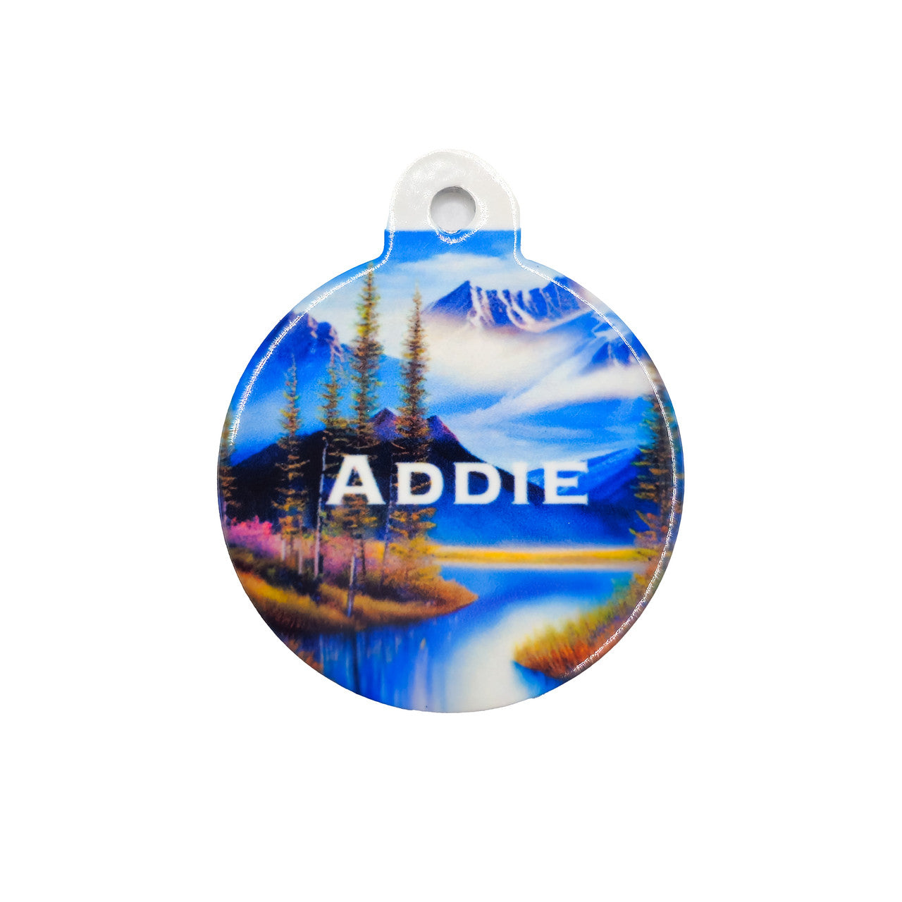 Mountain Serenity Personalized Pet ID Tag - Round image 0
