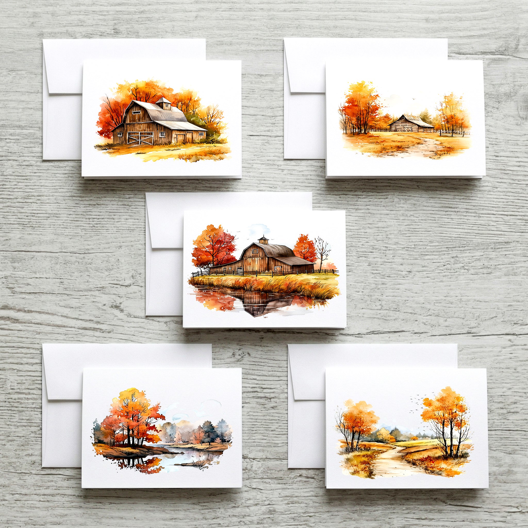 Autumn Scenes Set of Notecards with Envelopes image 0