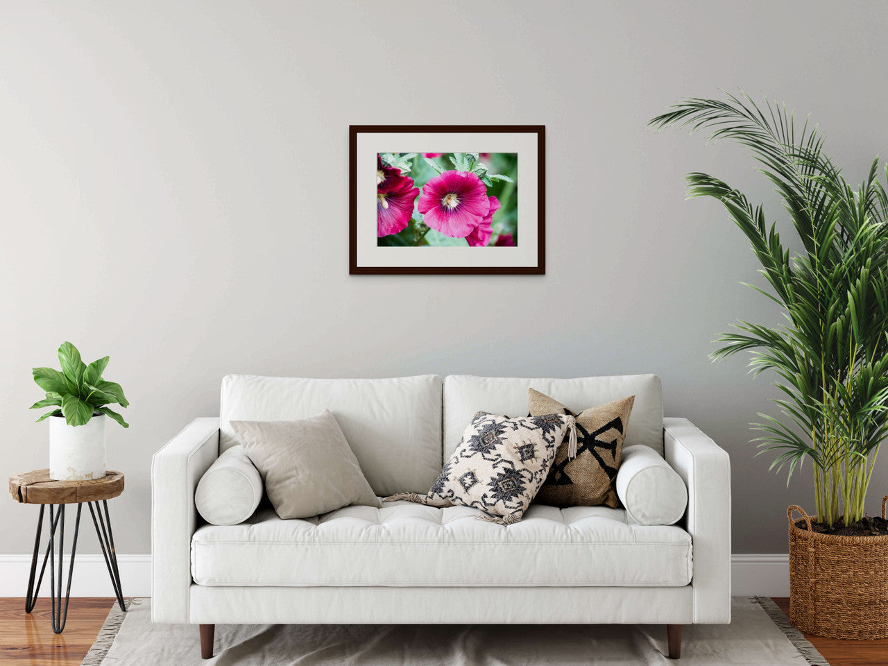 Magenta Hollyhock & Bee Giclée Print: Nature's Dance Immortalized image 3