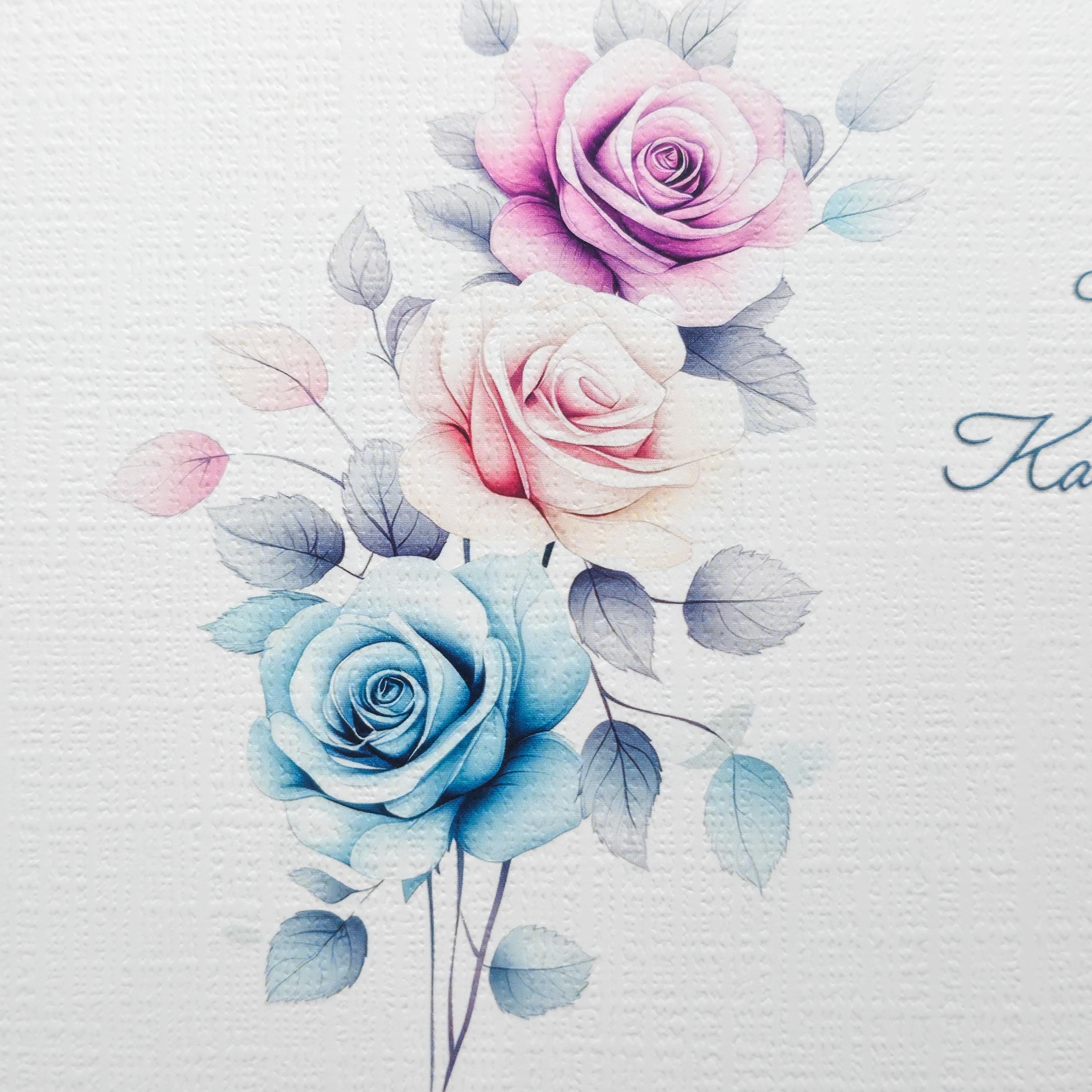 Personalized Note Card Set with Envelopes, Five Rose Designs ,Greeting Card image 10