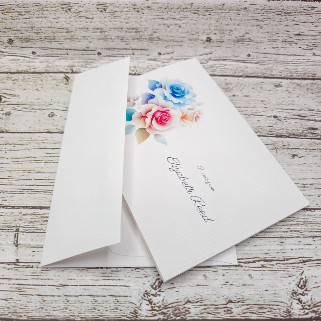 Personalized Set of  Notecards with Envelopes Featuring Roses image 4