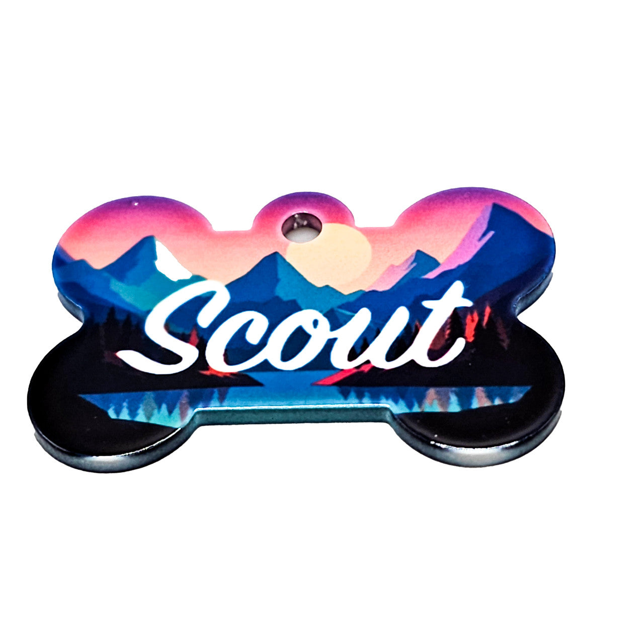 Mountain Sunset Pet ID Tags - A Serene Badge for Your Adventurous Pal image 0