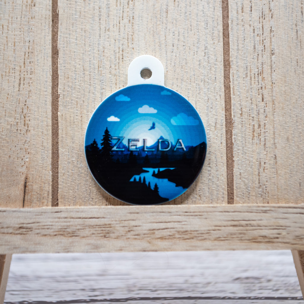 Moon Rising Mountain Scene Round Pet ID Tag image 3