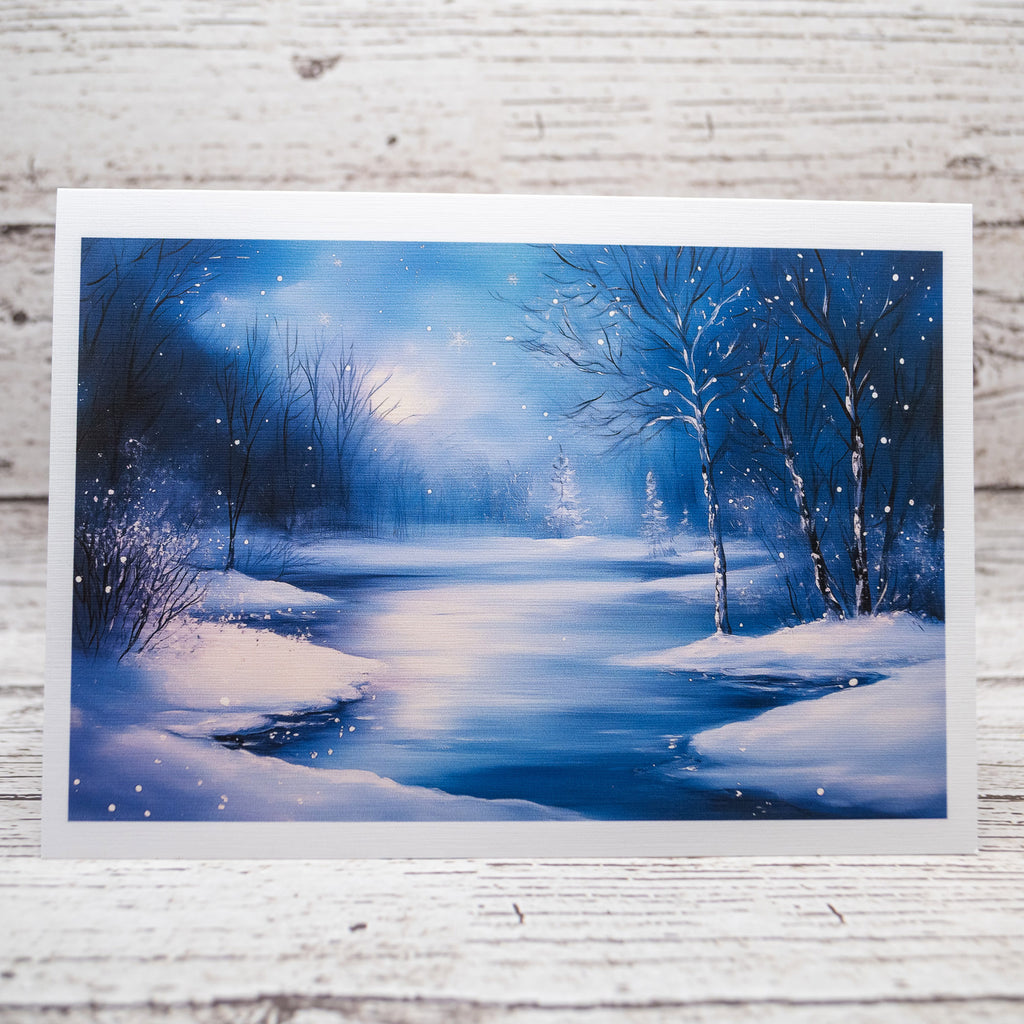 Enchanting Winter Serenity Notecard Linen Textured Greeting Cards with Envelopes image 4