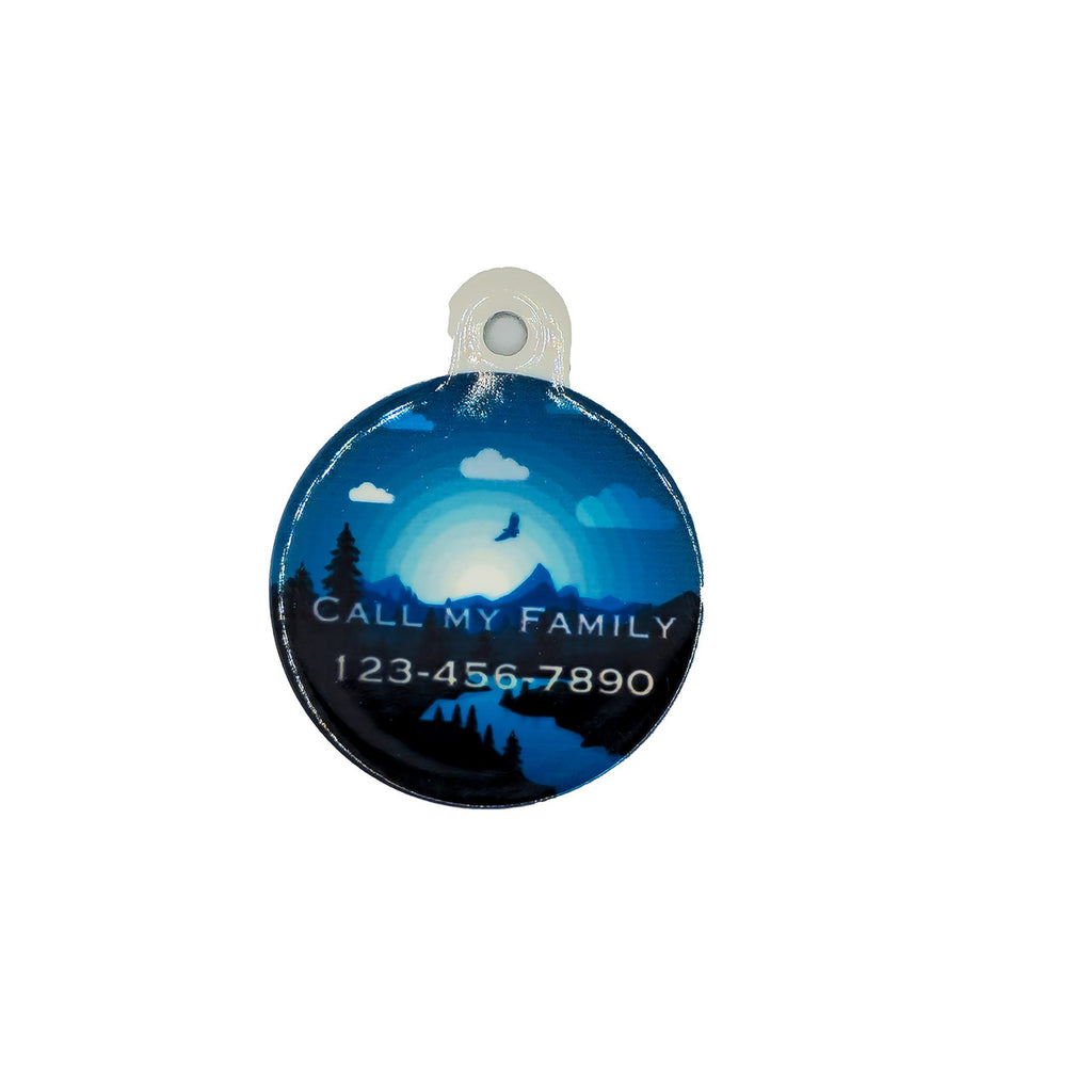 Moon Rising Mountain Scene Round Pet ID Tag image 1