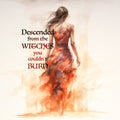 Watercolor Sticker of a Strong, Elegant Woman Walking Through Fire - Set Of 2 image 0