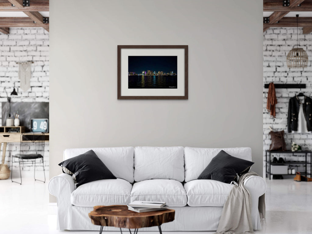 Boston Skyline Giclée Print: City Lights Dance on Harbor Waters image 3