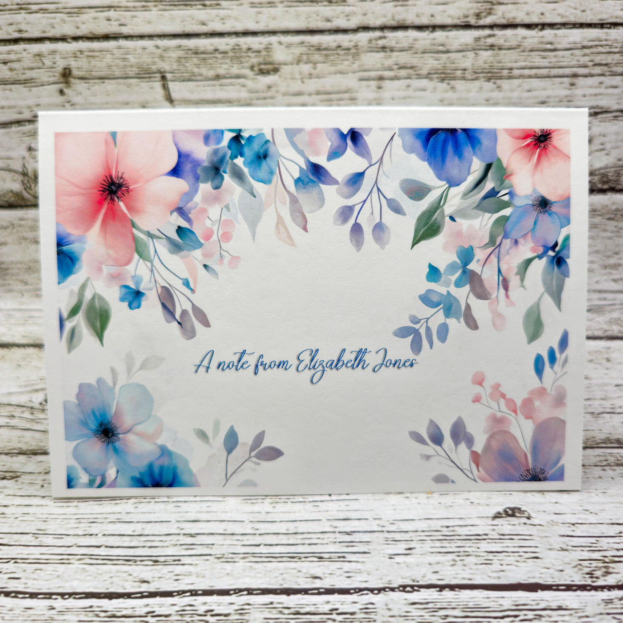 Personalized Set of Notecards with Envelopes Watercolor Pastel Flowers image 1