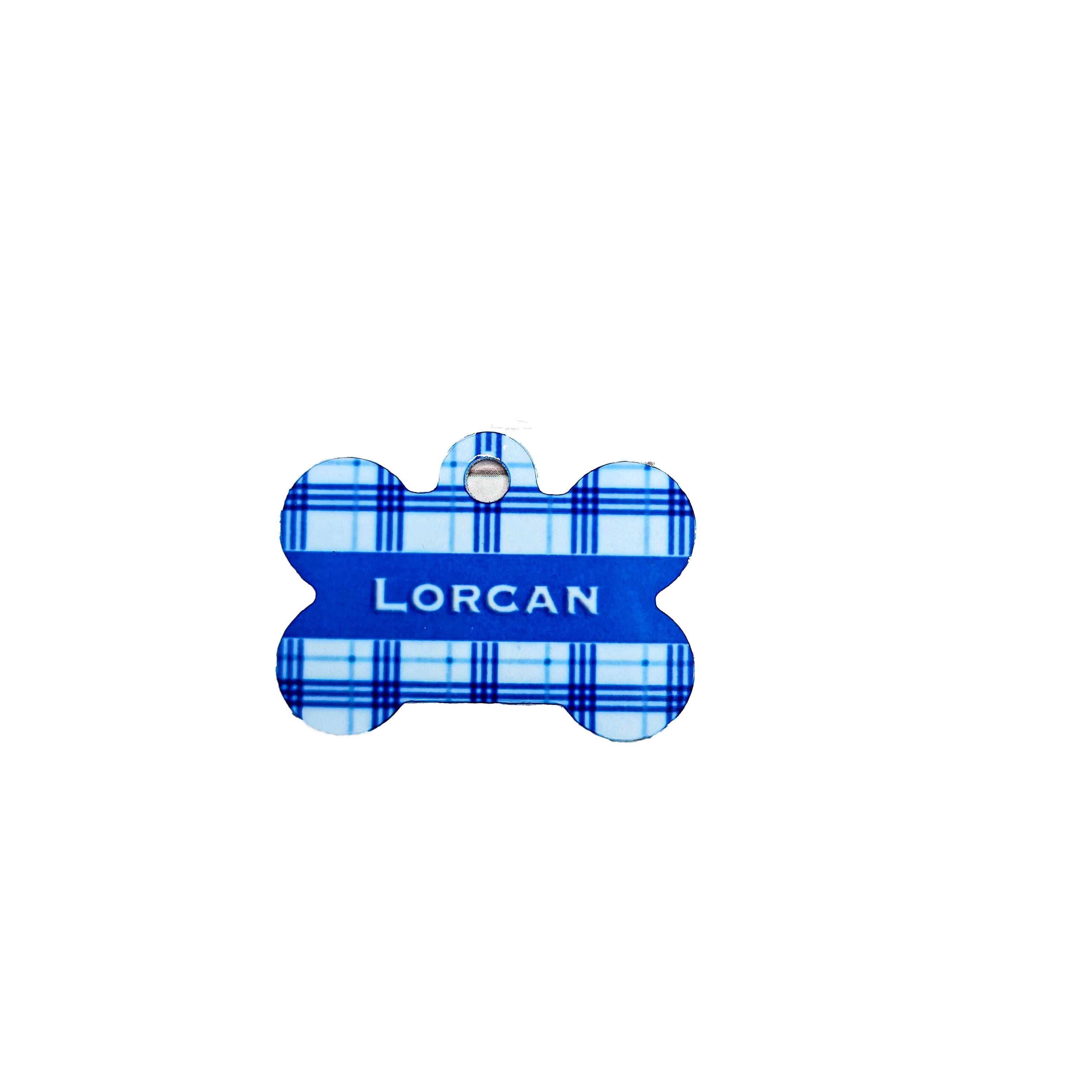 Personalized Blue Plaid Pet ID Tag for Cats and Dogs – Double Sided Custom image 1