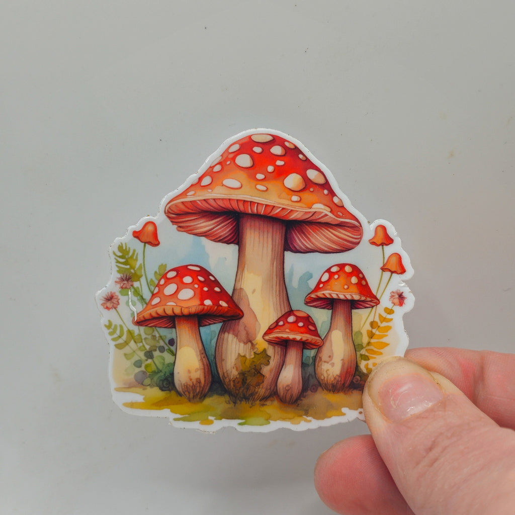 Mushroom Stickers - Set of Two Stickers - Vinyl Stickers - Watercolor (1) image 1