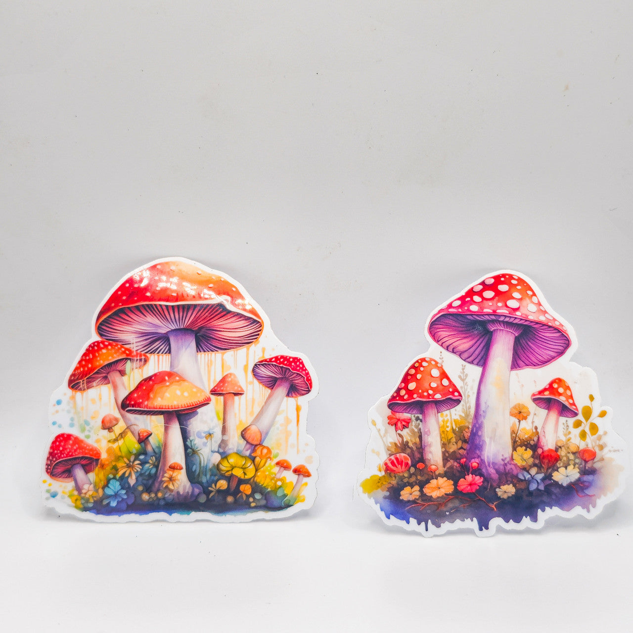 Mushroom Stickers - Set of Two Stickers - Vinyl Stickers-Watercolor image 0