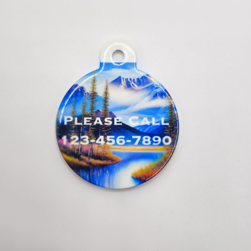 Mountain Serenity Personalized Pet ID Tag - Round image 1