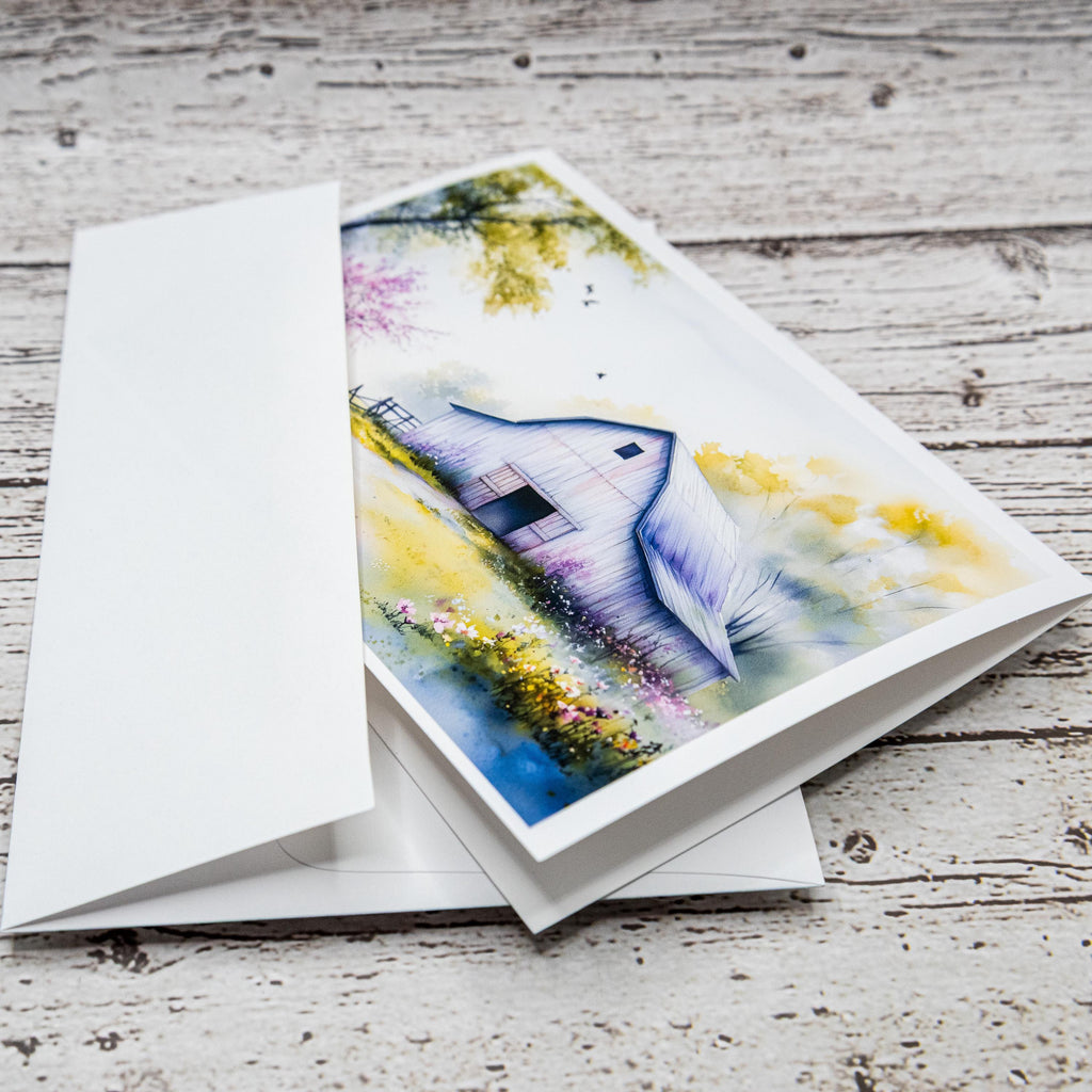 Spring Barns Set of Notecards with Envelopes, A6 Size, Greeting Card Bundle image 8