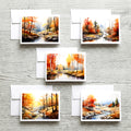 Autumn Forrest Scenes Set of Note Cards with Envelopes image 0