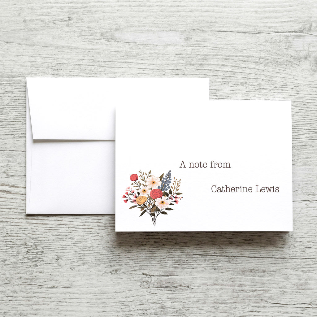 Personalized Set of Notecards with Envelopes Flower Bouquet image 0