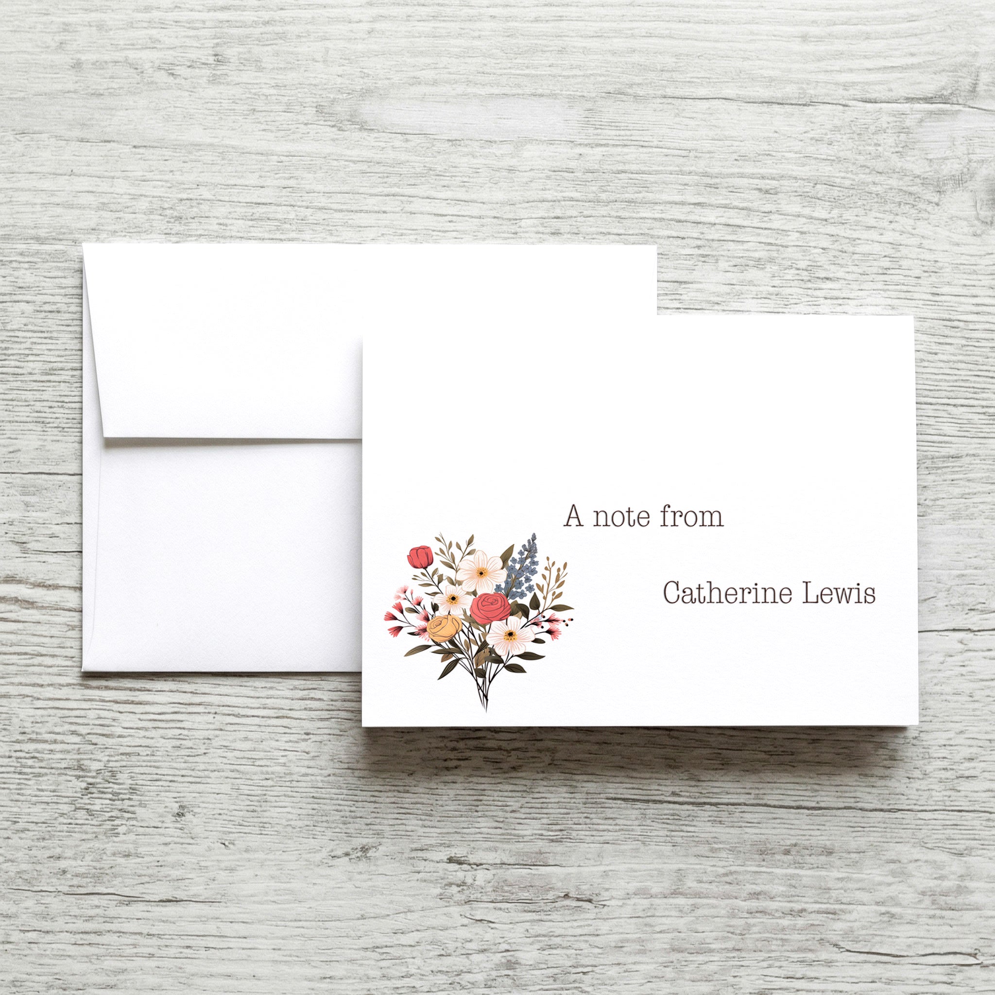 Personalized Set of Notecards with Envelopes Flower Bouquet image 0