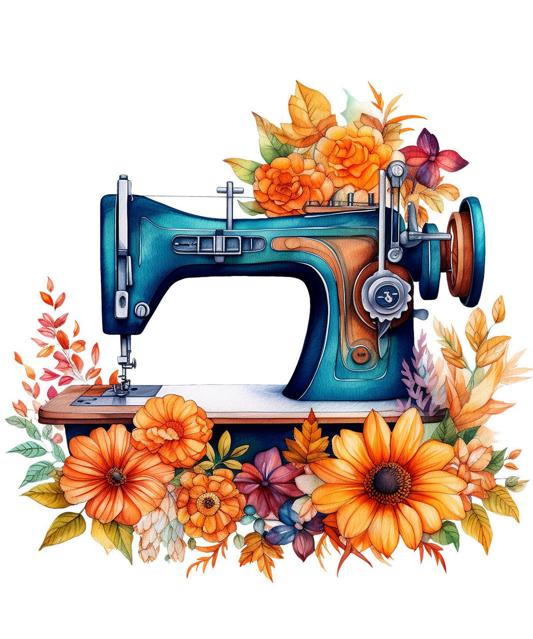 Vintage Sewing Machine Sticker -Set of 2 -Vinyl Sticker - Flowers image 1