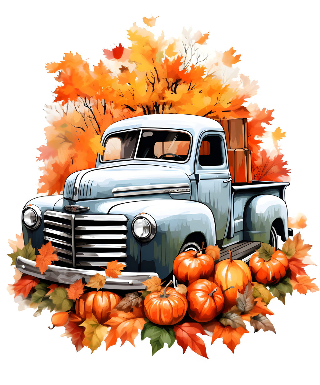 Fall Classic Truck Decorated for Autumn Vinyl Sticker Set of 2 image 4