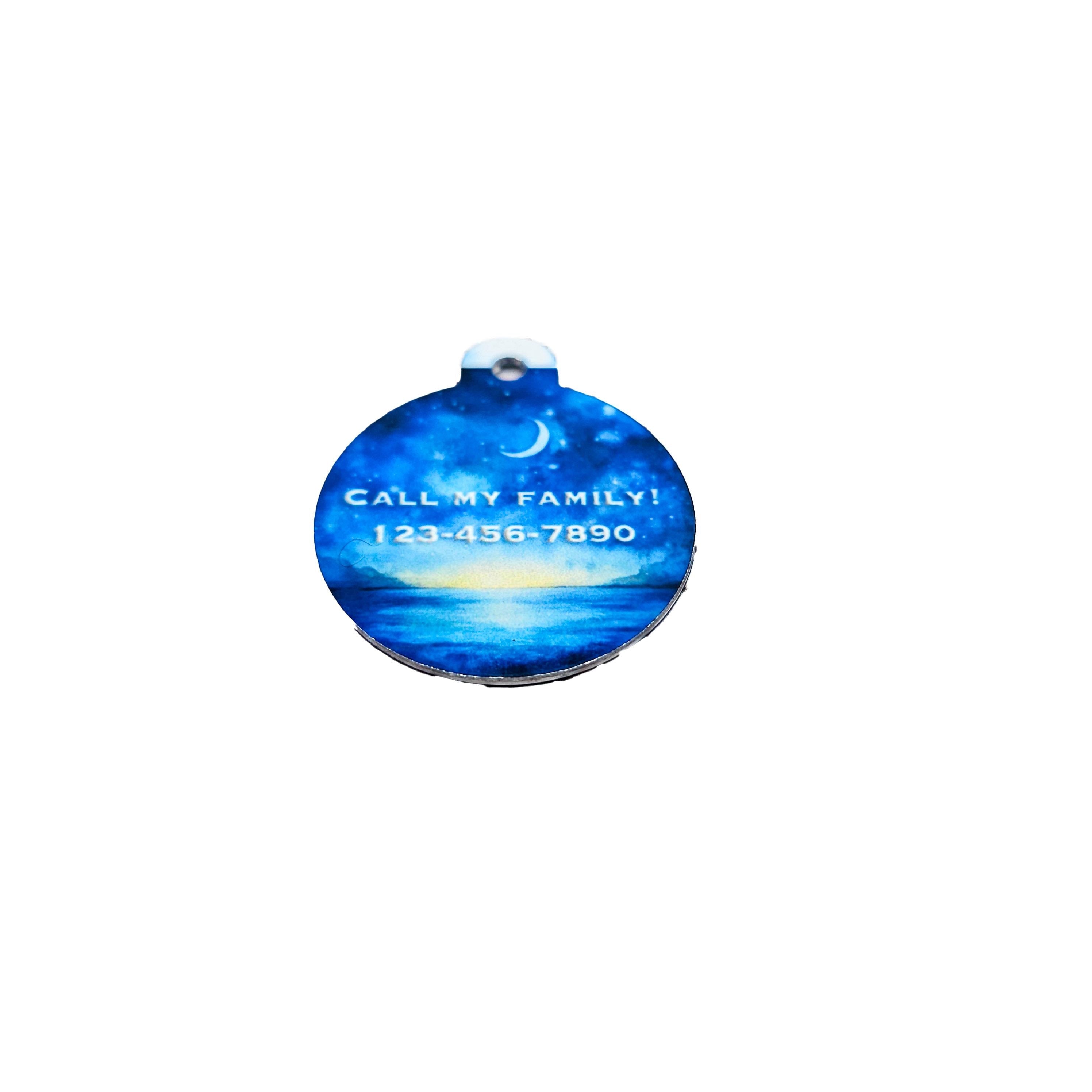 Pet ID Tag Moonlit Ocean Two Sided- Round, Medium, Small, and Extra Small image 3