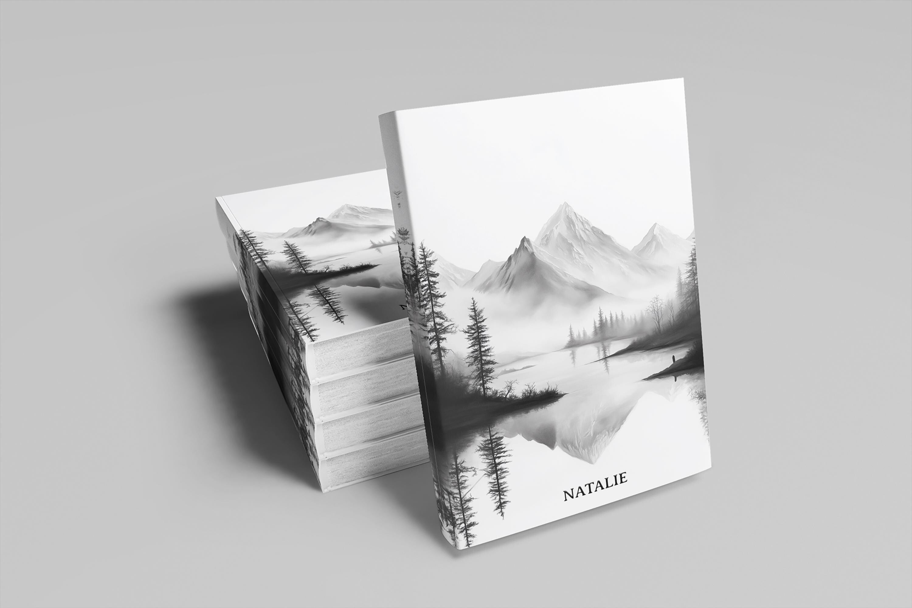 Personalized Journal Black And White Mountains, Hardcover, Softcover image 3