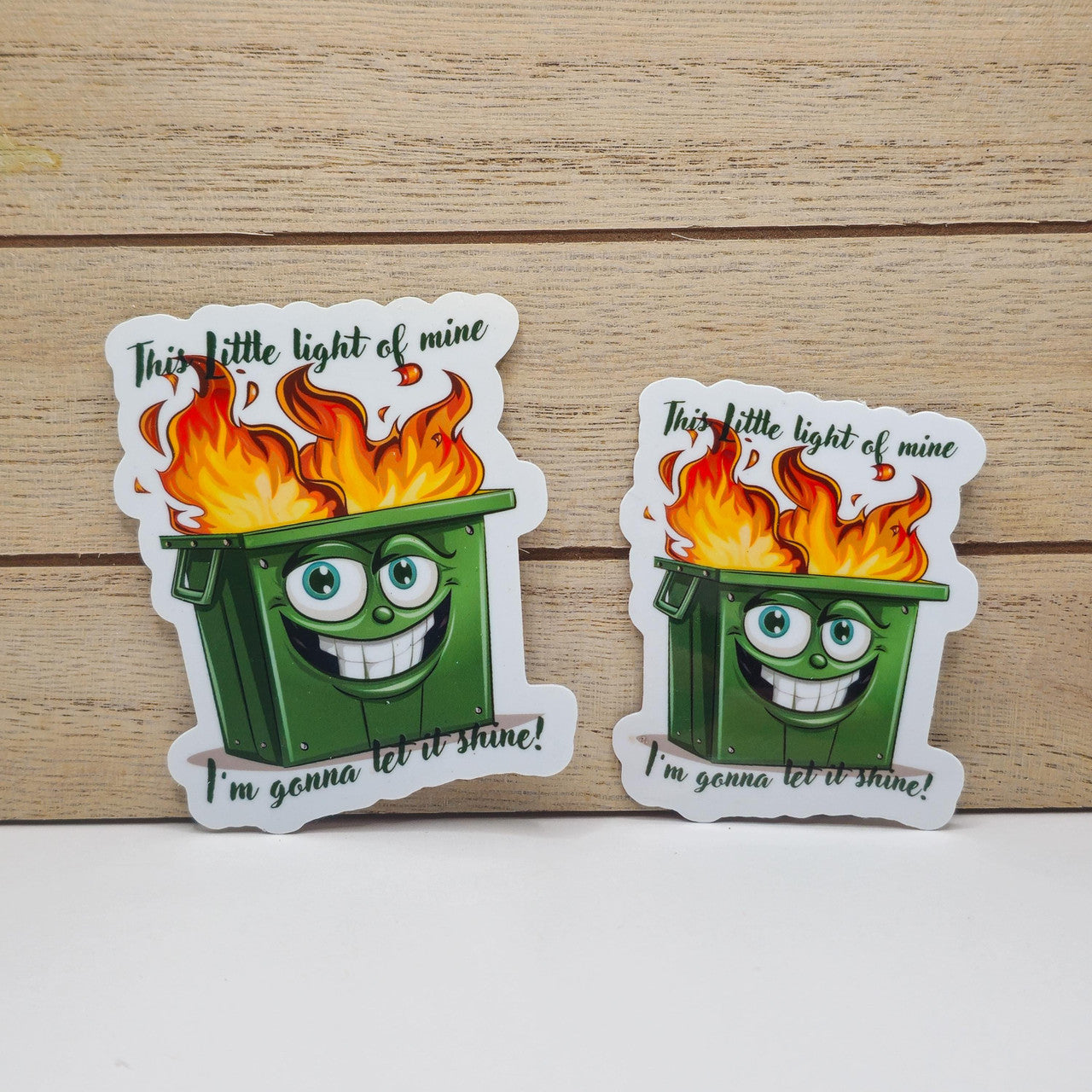Funny Dumpster Fire Stickers - Set of Two Stickers - Vinyl Stickers image 0