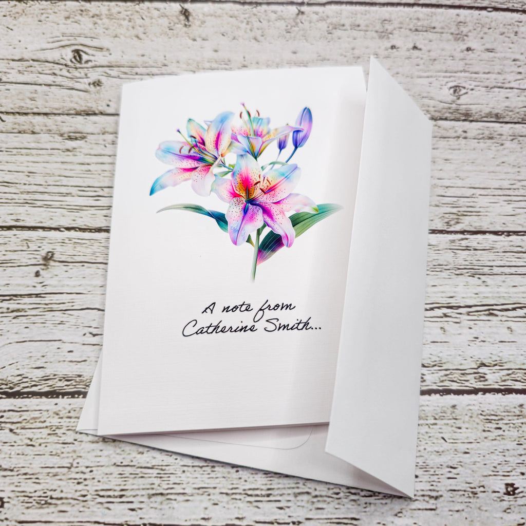 Personalized Set of  Notecards with Envelopes Featuring Lilies image 6