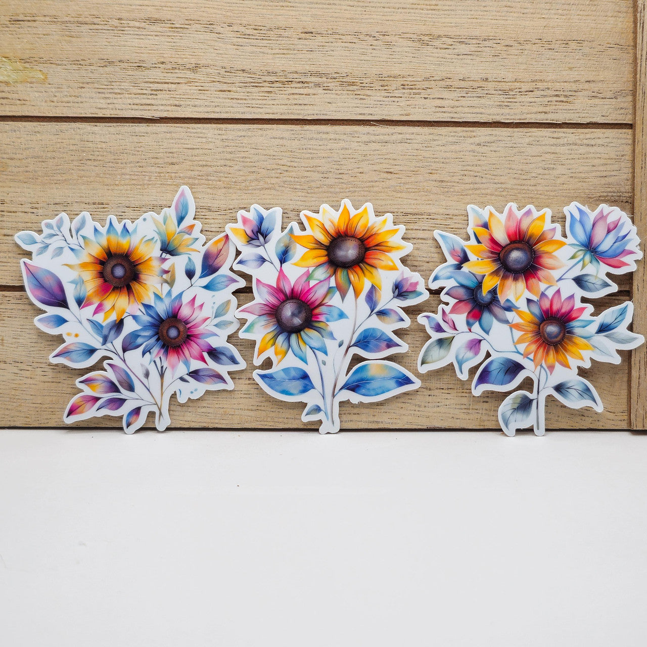 Vibrant Sunflower Sticker Pack - 3 Vinyl Stickers - Floral Stickers - Journal  image 0