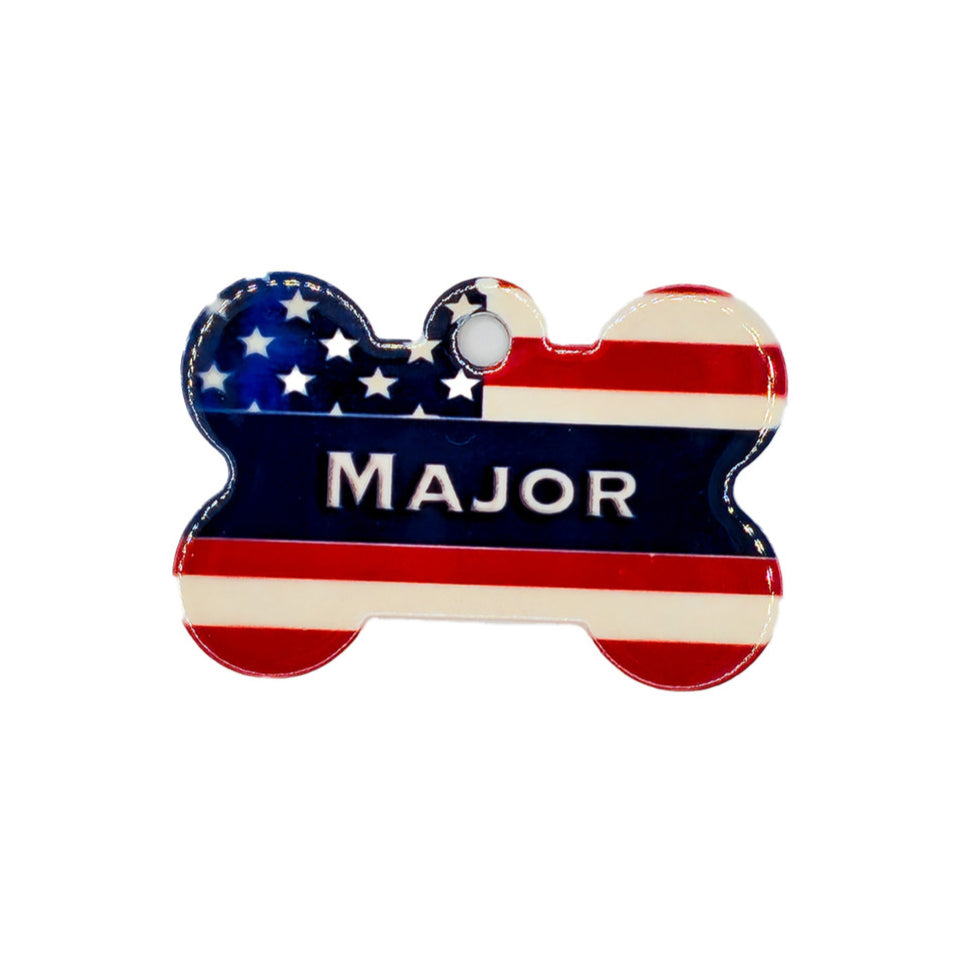 American Flag Pet ID Tag Dog Bone Shaped image 0