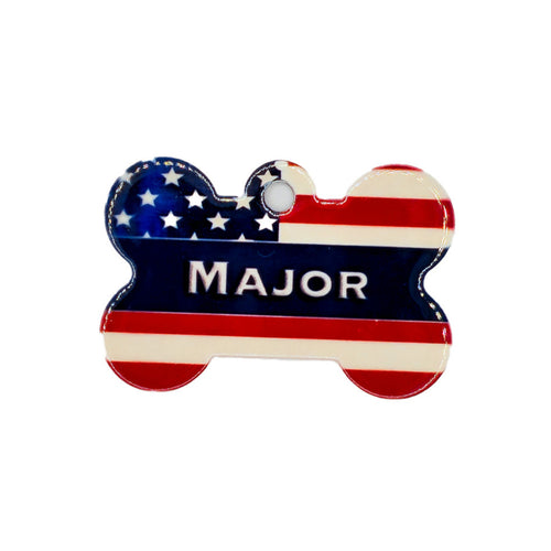 American Flag Pet ID Tag Dog Bone Shaped image 0