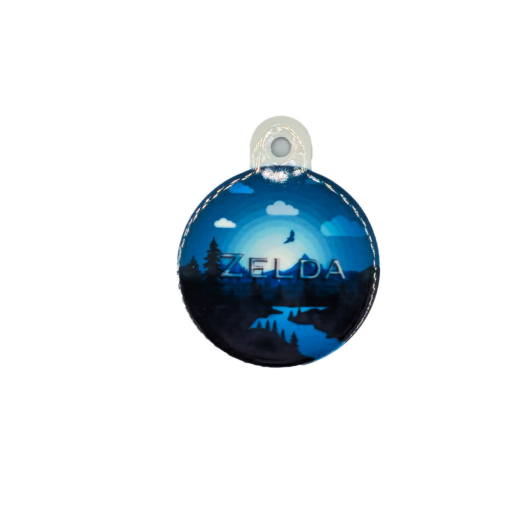Moon Rising Mountain Scene Round Pet ID Tag image 0