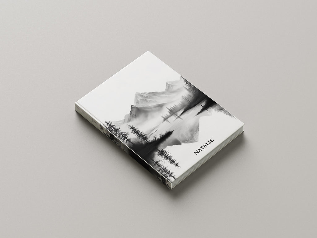 Personalized Journal Black And White Mountains, Hardcover, Softcover image 5