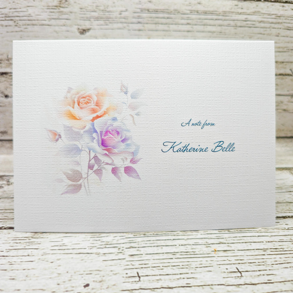 Personalized Note Card Set with Envelopes, Five Rose Designs ,Greeting Card image 5