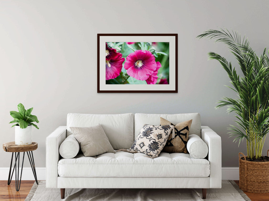Magenta Hollyhock & Bee Giclée Print: Nature's Dance Immortalized image 5